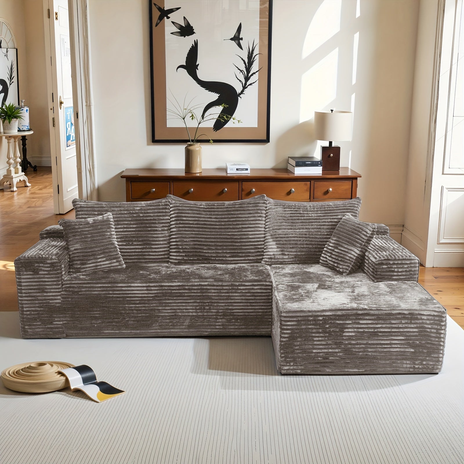 Modern Modular L-Shaped Sectional Sofa Set with Chaise Lounge