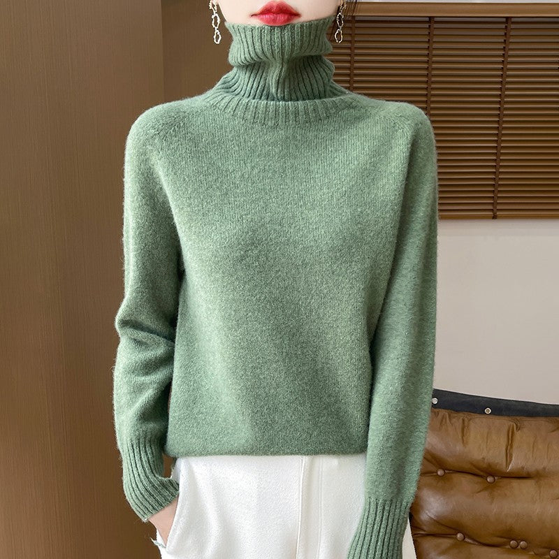 Knitted Sweater Solid-color Long-sleeve Pullover Relaxed-fit Bottoming Top