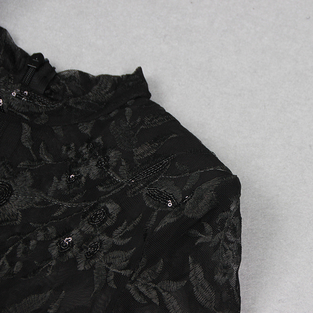 Elegance Lace See-Through Long Sleeve Evening Jumpsuit