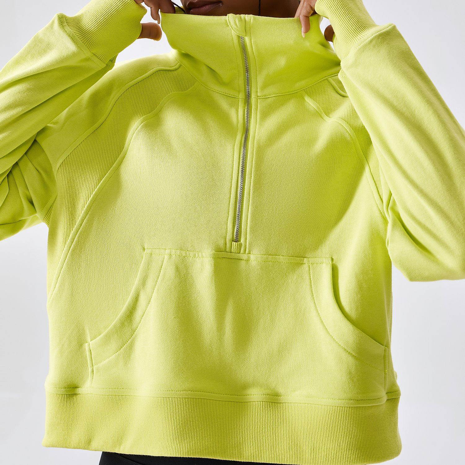 Women's Half-Zip Cotton Pullover Long-Sleeve Jacket