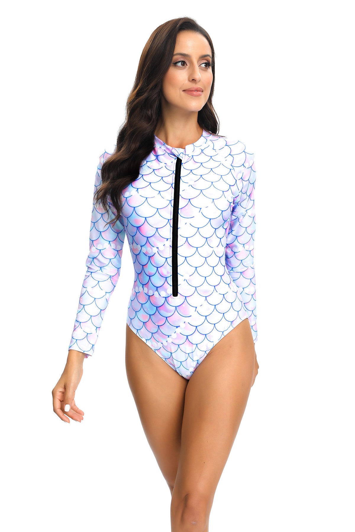 Long Sleeve Zipper Scale Printing Fashion Trend Surfing Suit