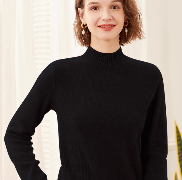 Thick, High-neck Cashmere Sweater for Women, Pure Cashmere Pullover Base Layer Knit Sweater