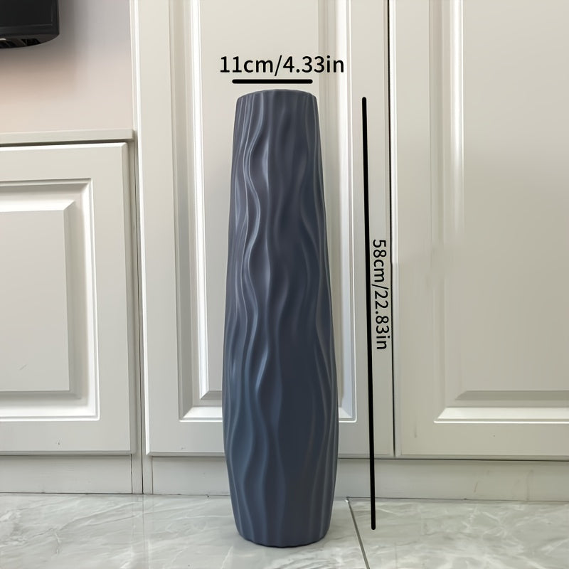 Large Retro Geometric Vase - Heavy-Duty Shatterproof Plastic Centerpiece, Modern Minimalist Home Decor for Living Room, Dining, Office - Pet & Child Safe, Easy-Clean Surface - Available in Black…