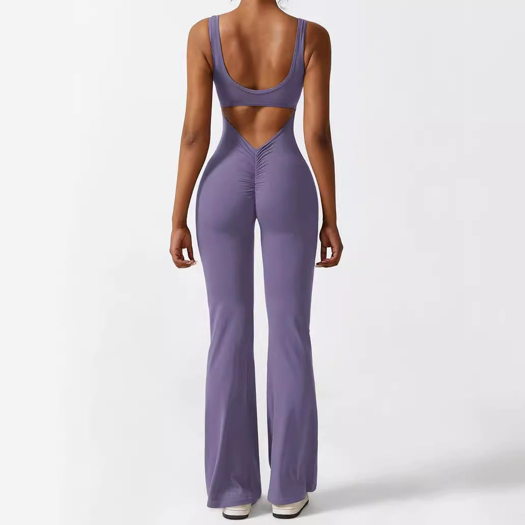 Women's Sleeveless Flare Yoga Jumpsuit