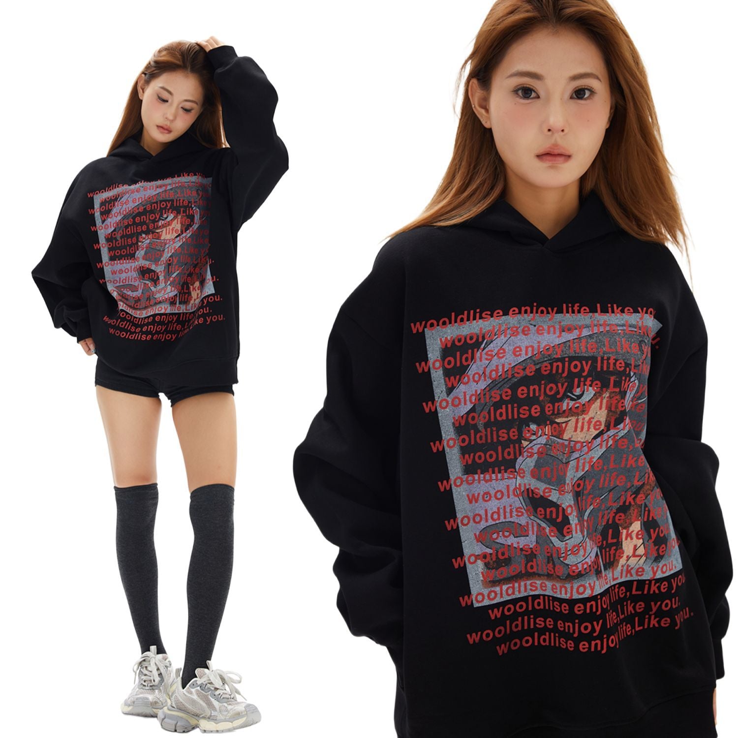 Women's Retro Loose Hooded Sweatshirt