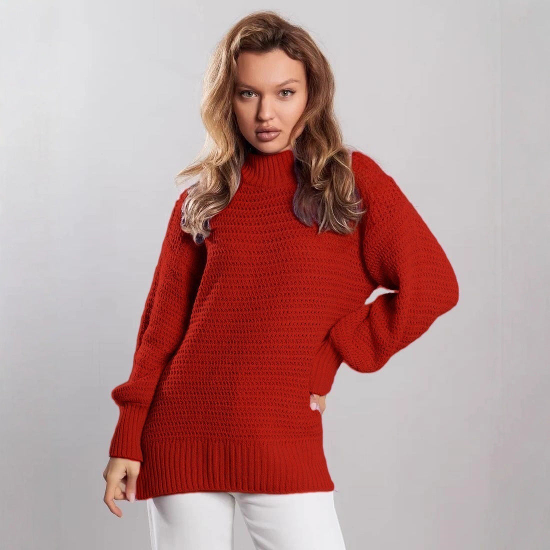 Pullover Long Sleeve Split Bottoming Sweater