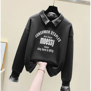 Chic False Two-Piece Long-Sleeve Cotton Sweater