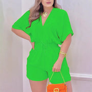 Elegant V-Neck Ruffled Casual Jumpsuit for Women