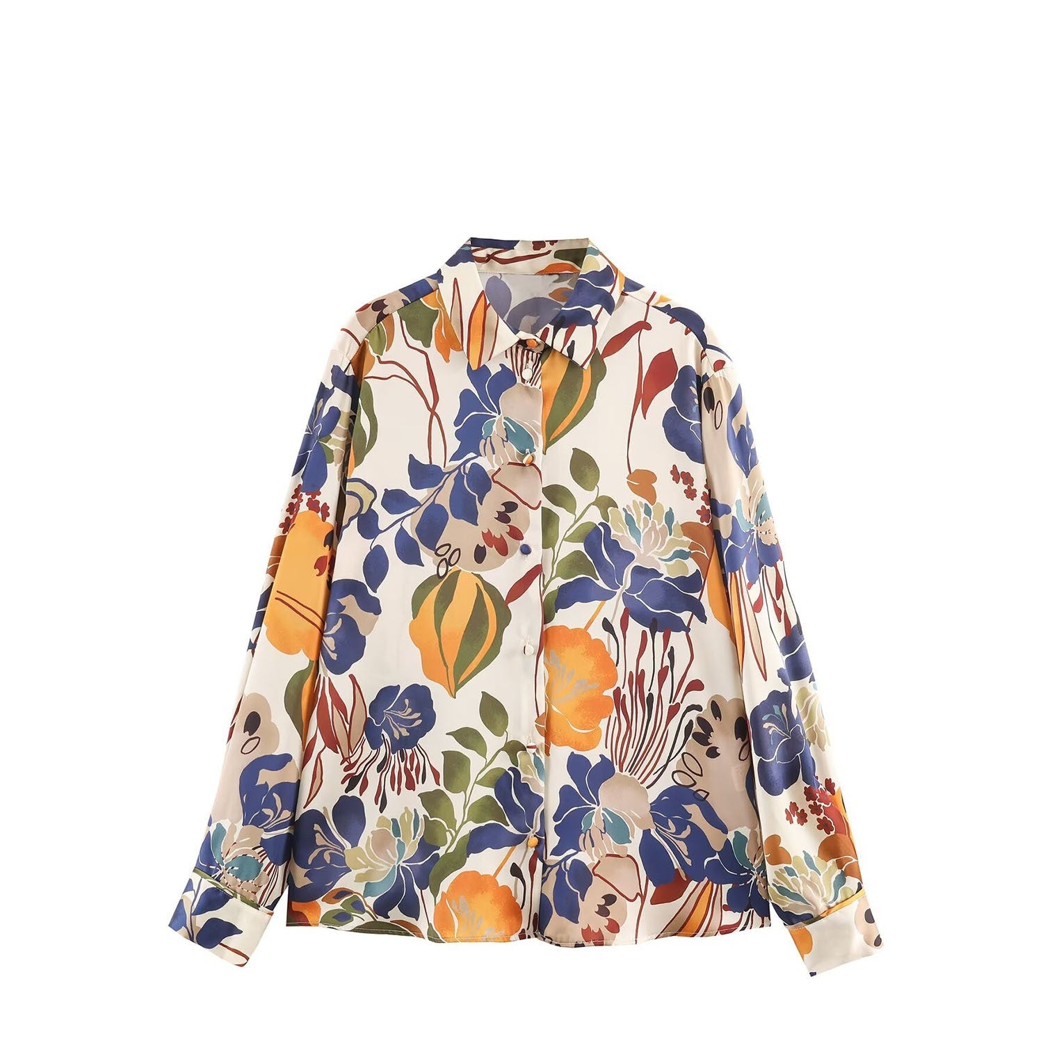 Western-Print Long Sleeve Shirt – Trendy Spring Style