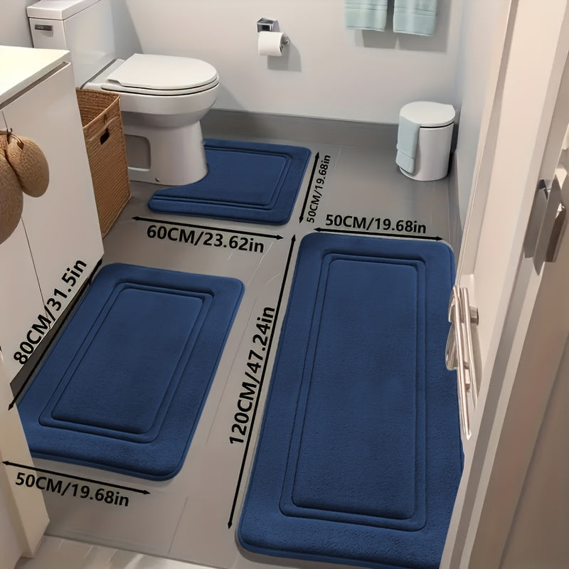 3pcs Ultra-Absorbent Bath Mats, Non-Slip Bathroom Floor Mats, Ultra Soft and Comfortable Premium Bath Blankets, Bathtub, Shower, Bathroom Accessories, Bathroom Decor, Home Decor Floor Mats...