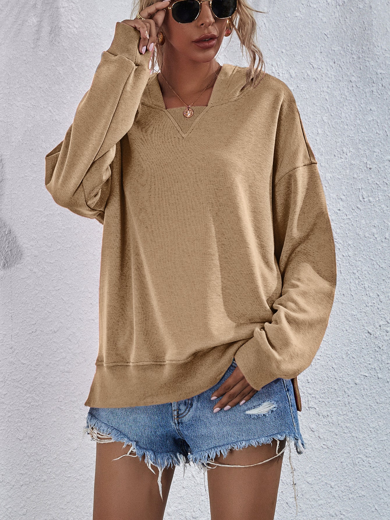 Women's Cozy Candy Color Casual Long Sleeve Sports Hoodie
