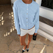 European and American-style Single-breasted Shell-button Sweater Jacket