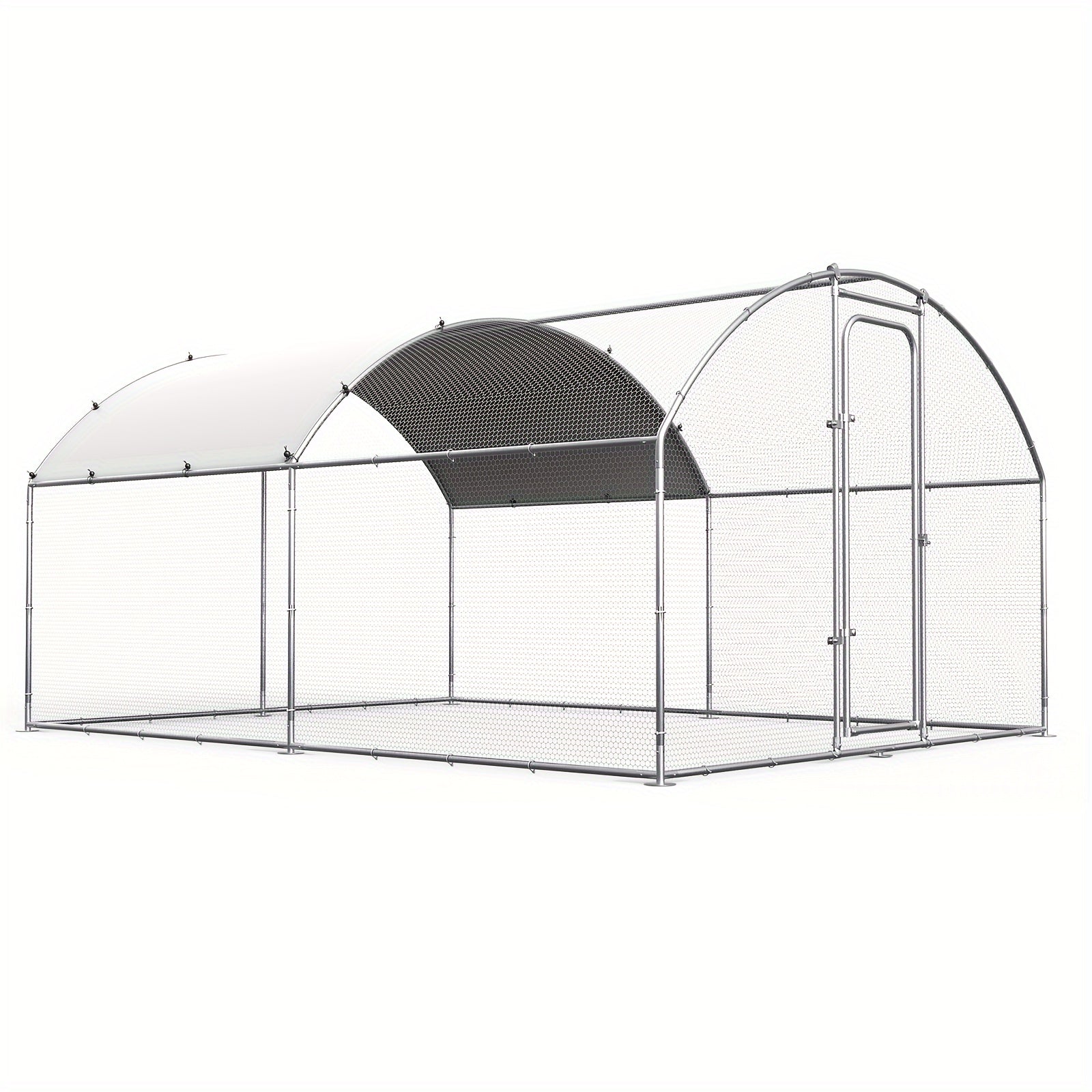 Large Metal Chicken Coop with Heavy‑Duty Poultry Cage and Waterproof UV‑Resistant Cover