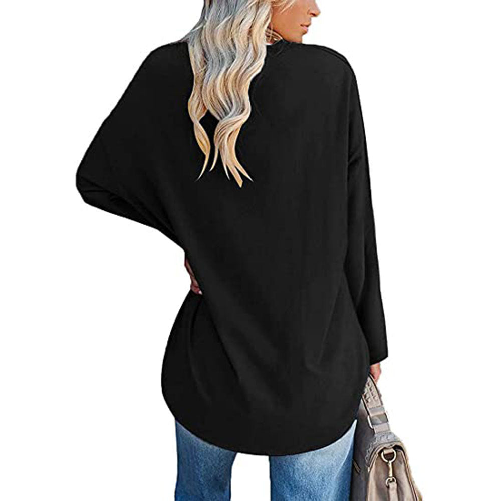 Oversized V-Neck Drop-Shoulder Casual Cotton T-Shirt