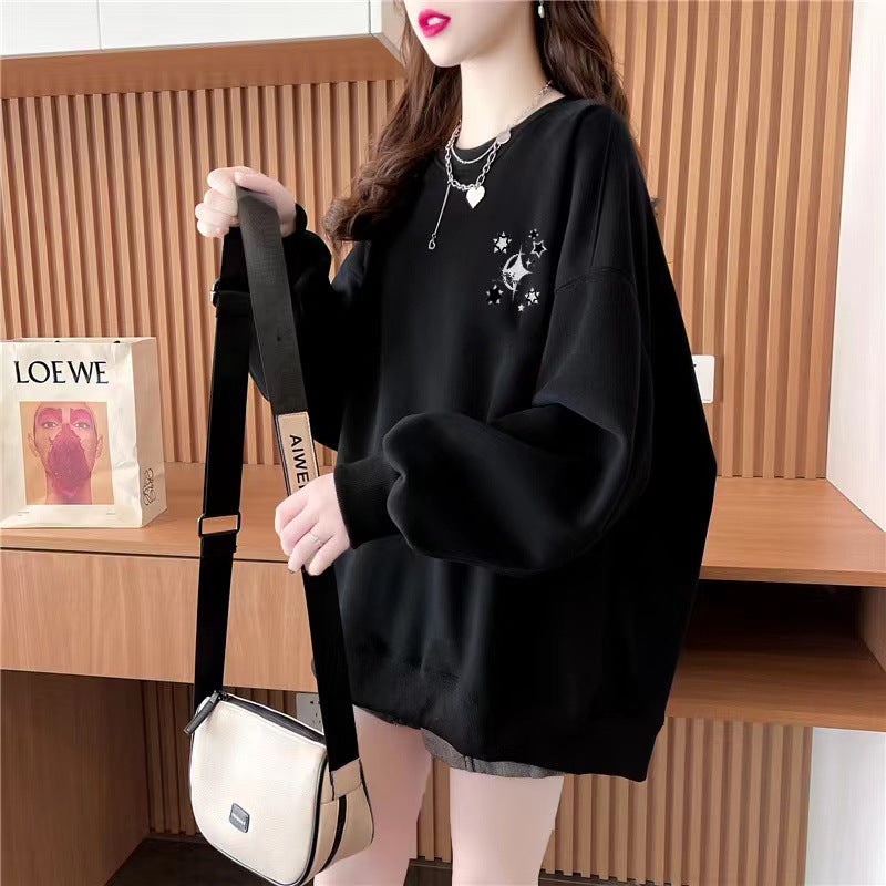 Cozy Fleece-Lined Round Neck Loose Winter Sweater