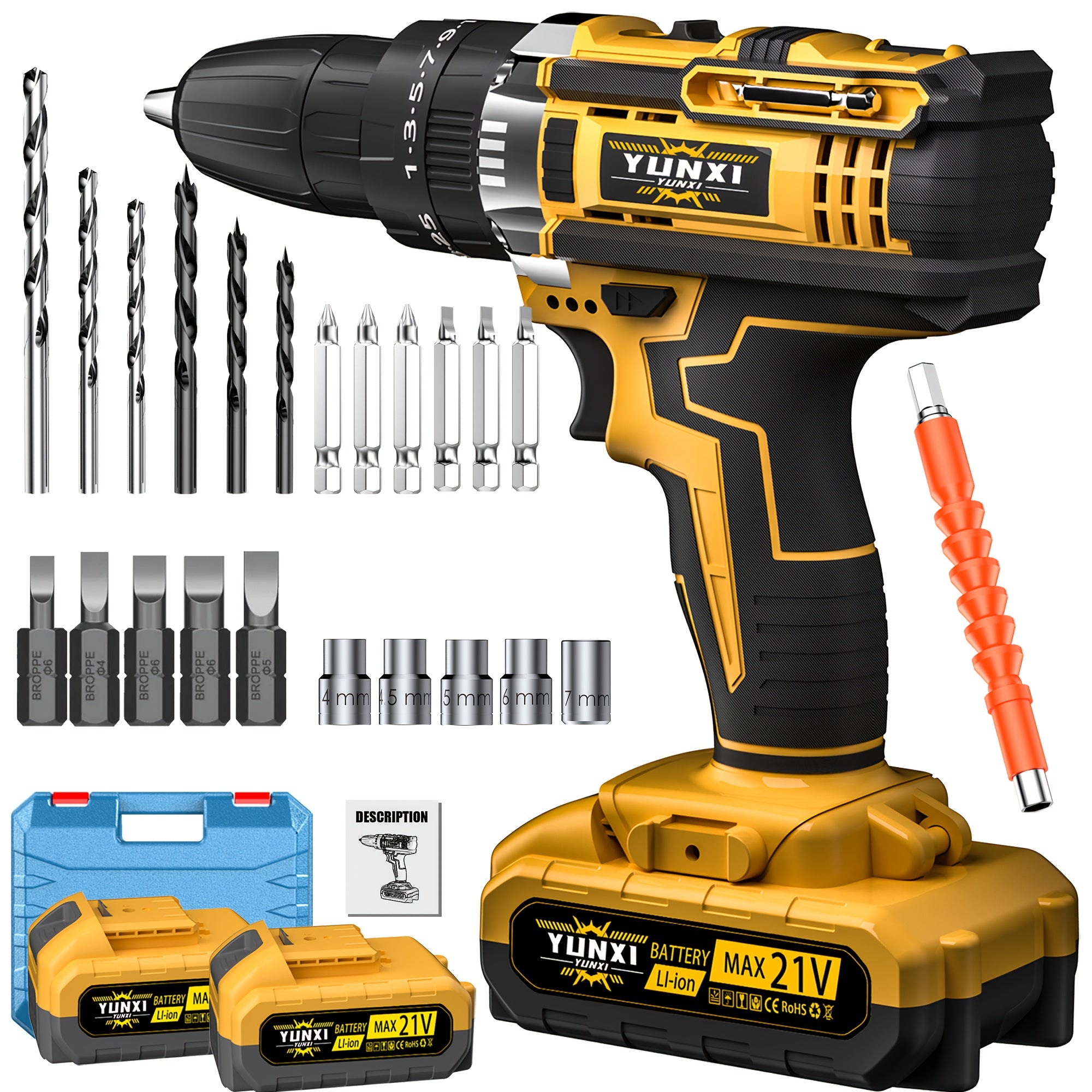 Wireless Lithium Ion Drill Bit Set with Battery & Fast Charger | Impact Pistol Drill Bit, Electric Screwdriver Function, Speed & Torque Control - Home Repair, Fast Charging | Perfect Gift