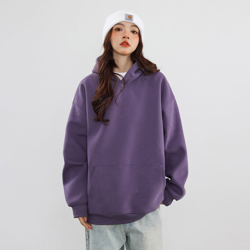 Cozy Solid Color Couple's Casual Pullover Hoodie
