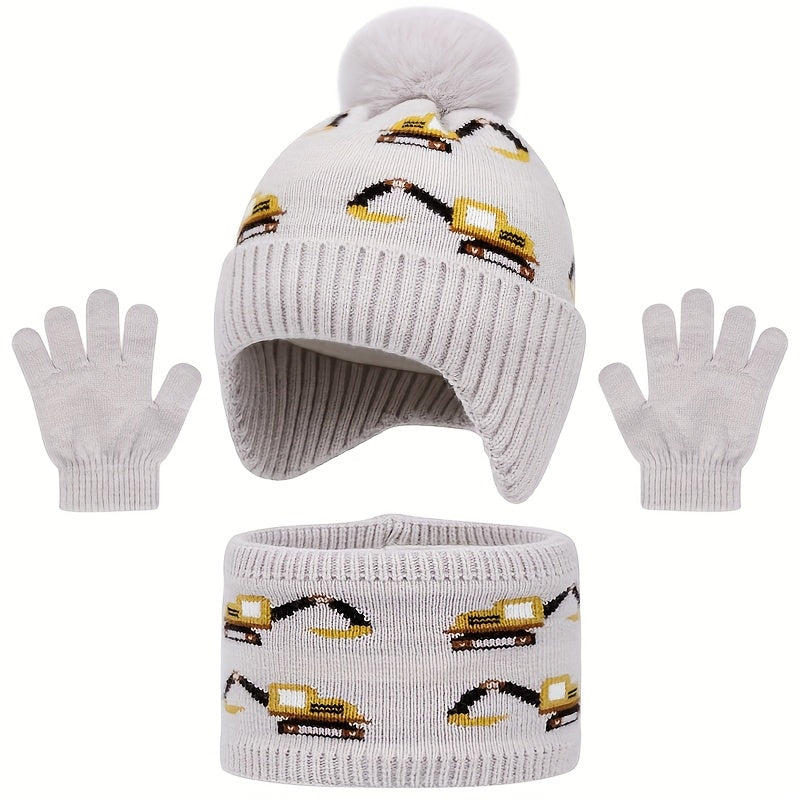 Winter Warm Set for Kids Ages 3-10 – Hat, Scarf and Gloves