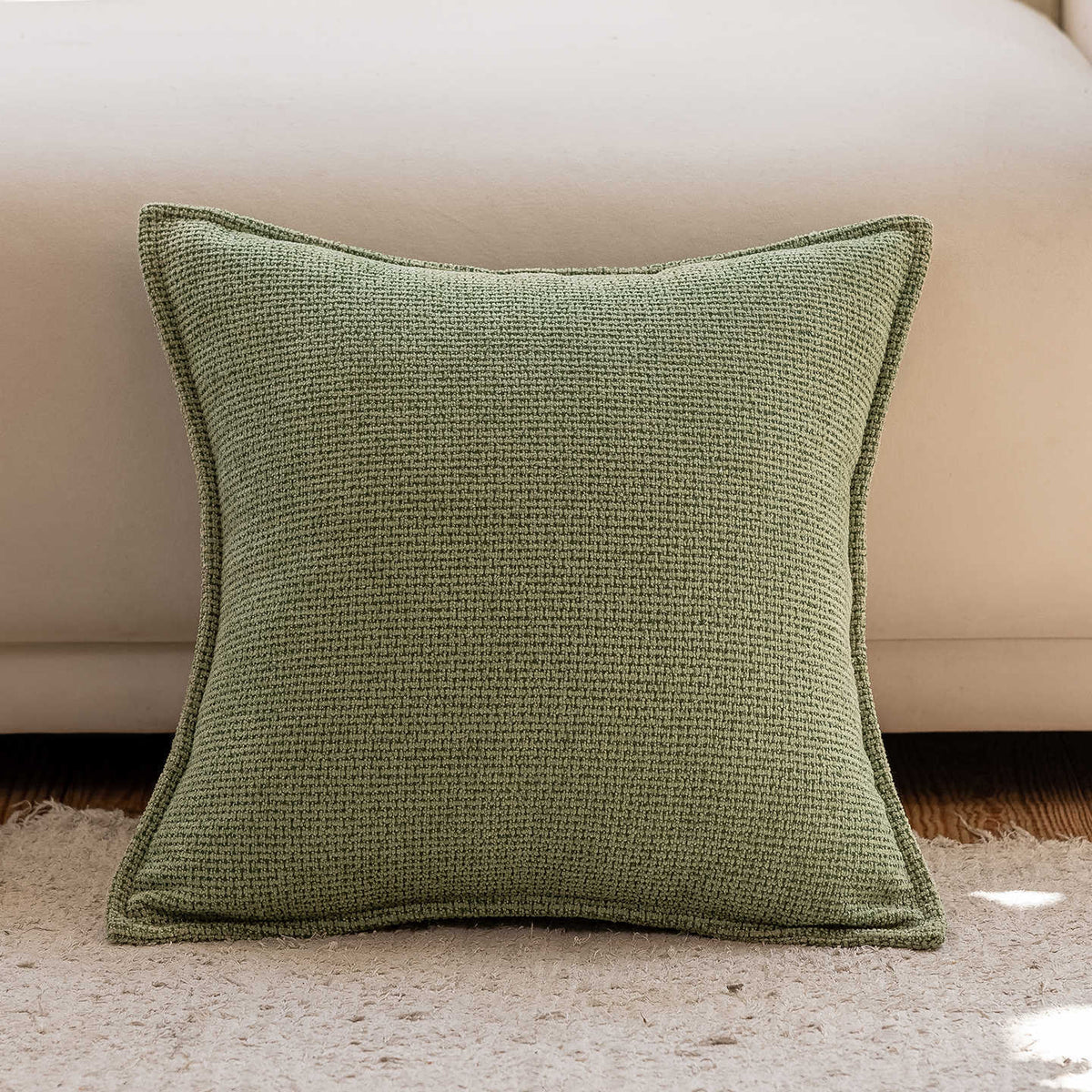Mori Green Plant Throw Pillow - 45x45cm Knitted Living Room Decor