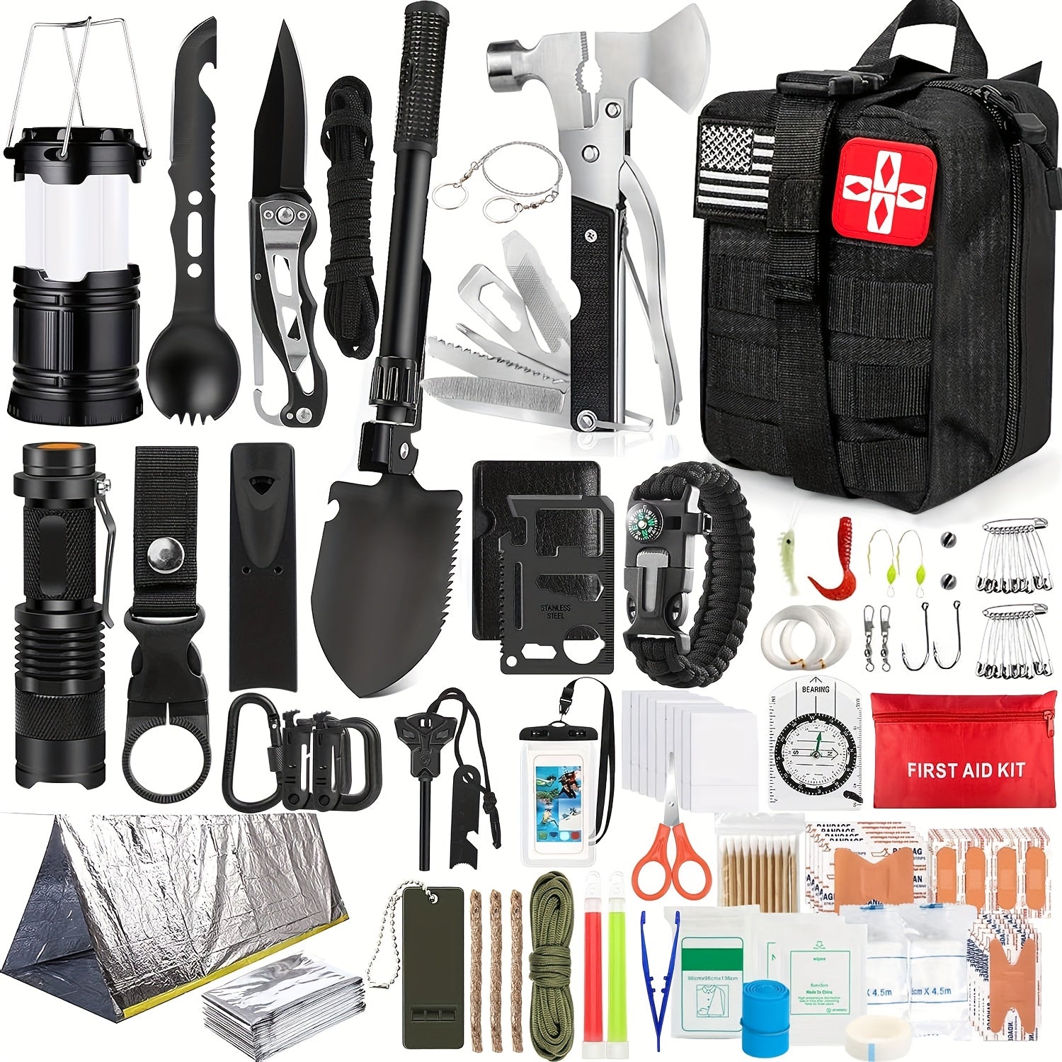 14/152/258pcs Professional Survival Gear And Equipment.Outdoor Fire Starter, Compass. Outdoor Multifunctional Tool.for Men Dad Husband Who Likes Camping Outdoor Adventure -Best Gifts For Men Women ...