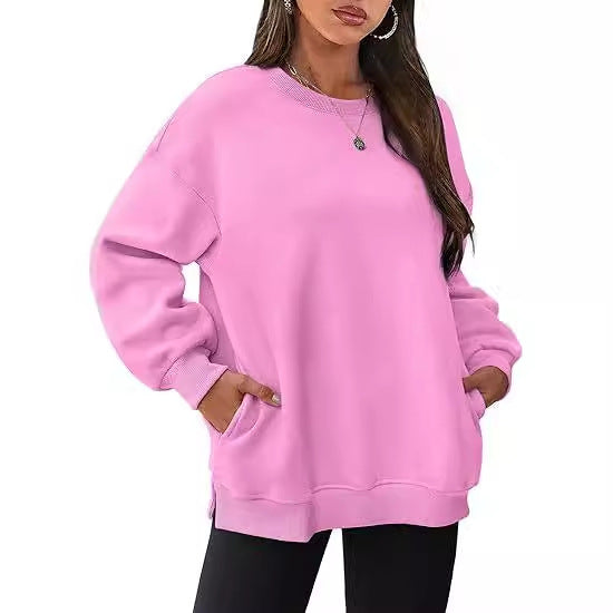 Oversized Velvet Long Sleeve Pullover Sweatshirt
