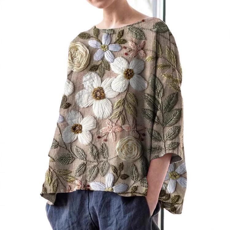 Butterfly Print Batwing Sleeve Plus‑Size Top – Flowy, Trendy & Comfortable