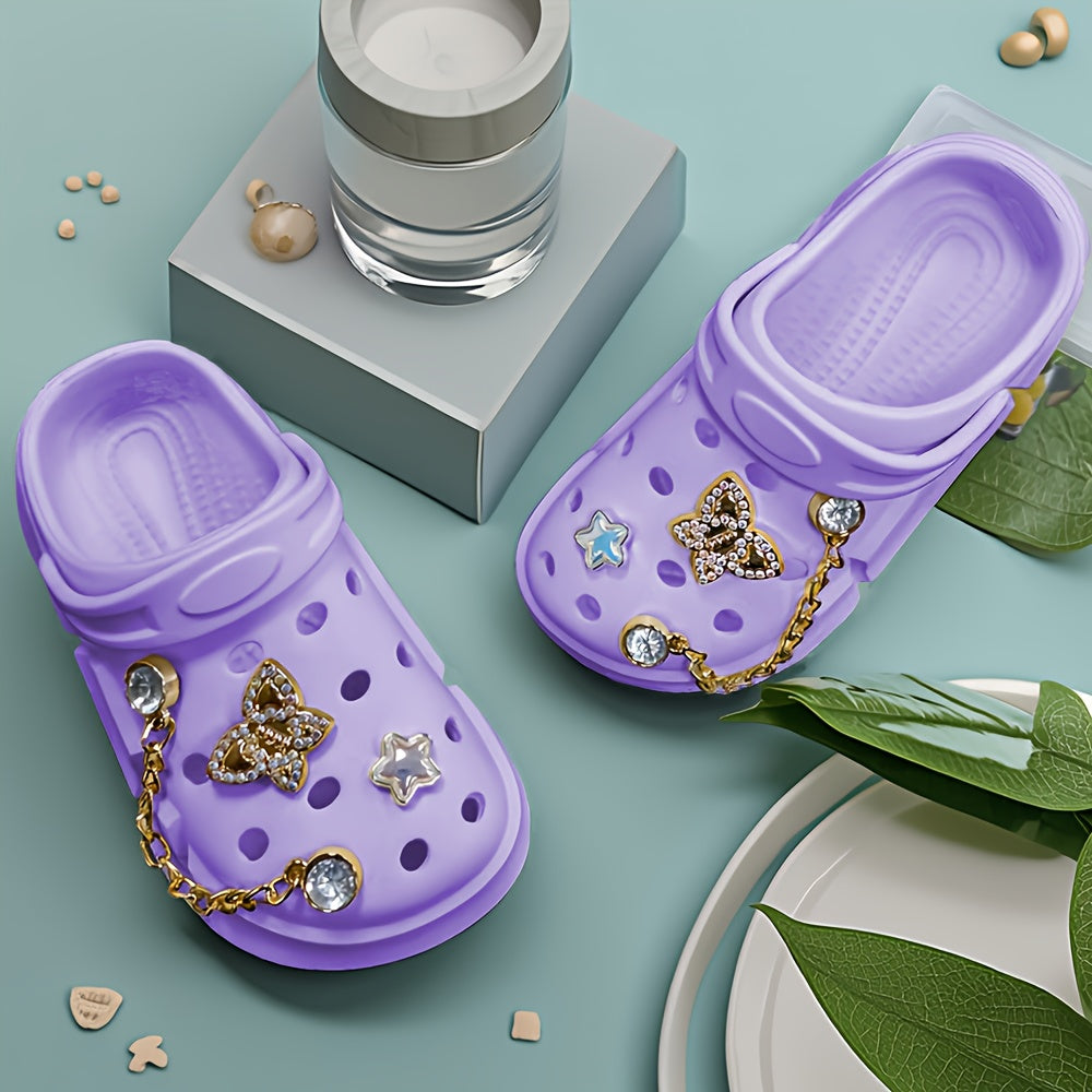Girls EVA Sandals with Pearl Decoration – Breathable Round‑Toe, Lightweight Non‑Slip