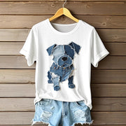Women's Digital Print Round Neck Tee – Casual Japanese/Korean Style