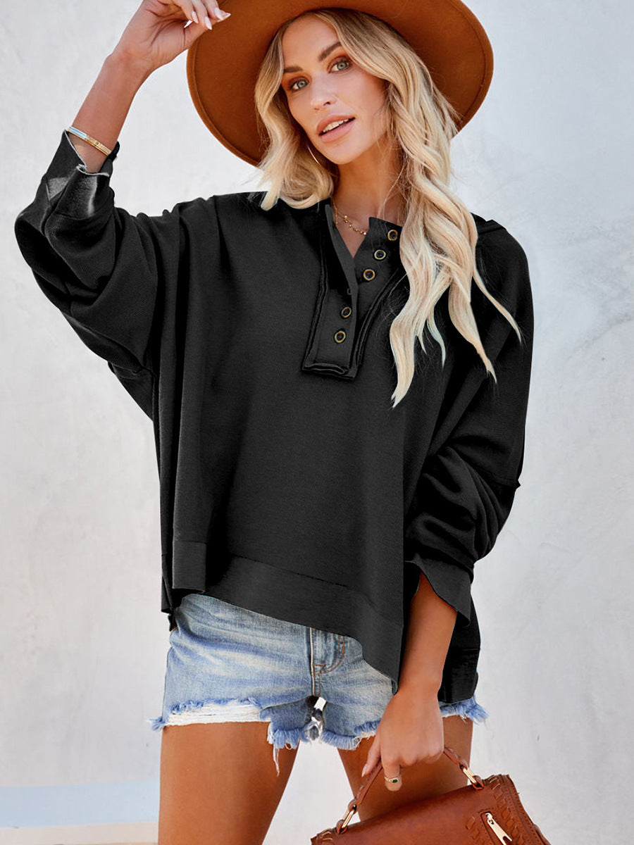 Women's Thickened Casual Drop-Shoulder Patchwork Hoodie