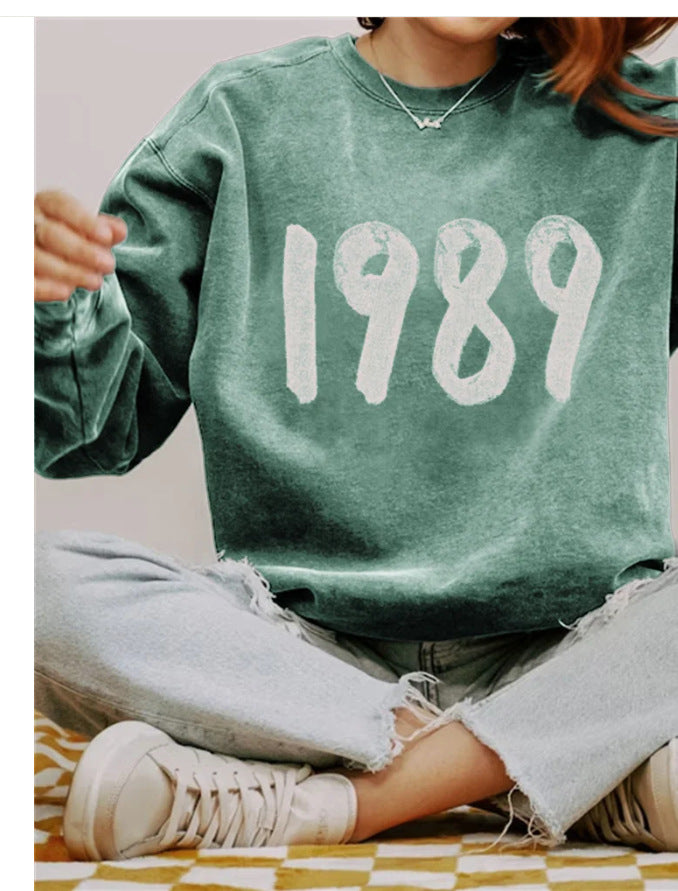 Women's Long Sleeve Printed Crew Neck Casual Sweater Top