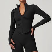 Stand Collar Long-sleeve Zipper Yoga Coat For Women
