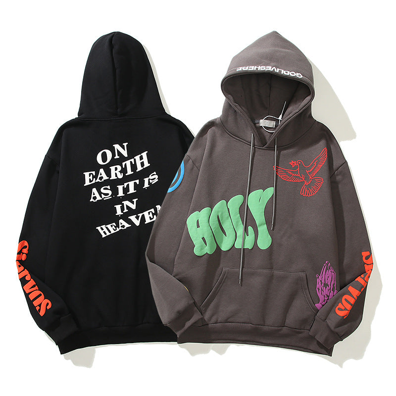 3D Foam Graffiti Print Streetwear Hoodie for Women