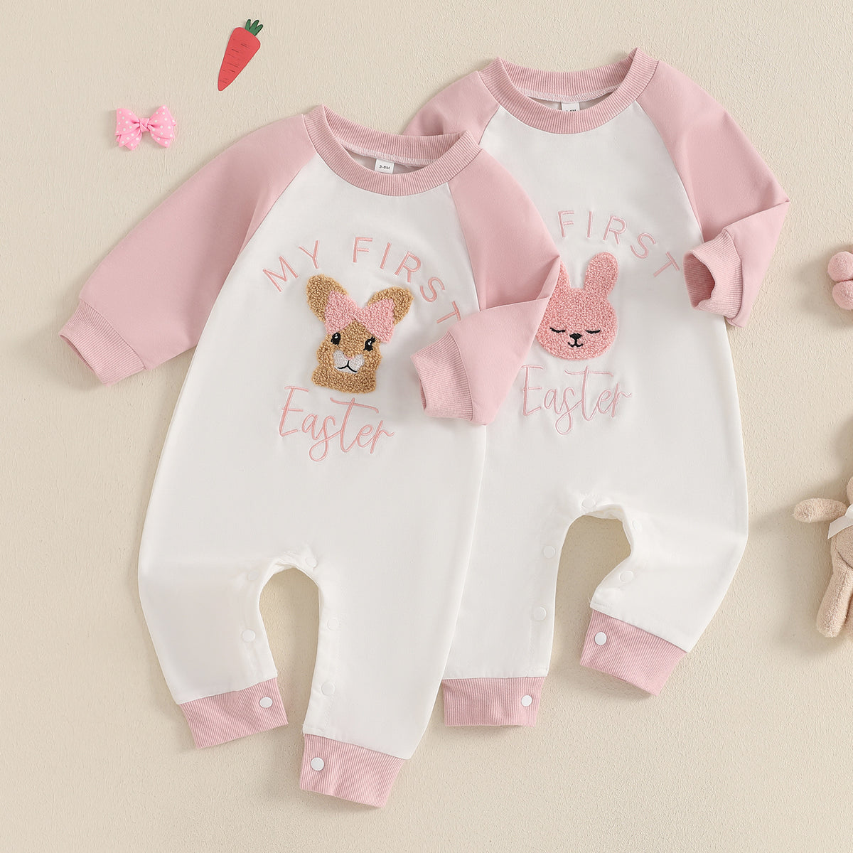Cute Cartoon Color-Block Baby Romper Jumpsuit