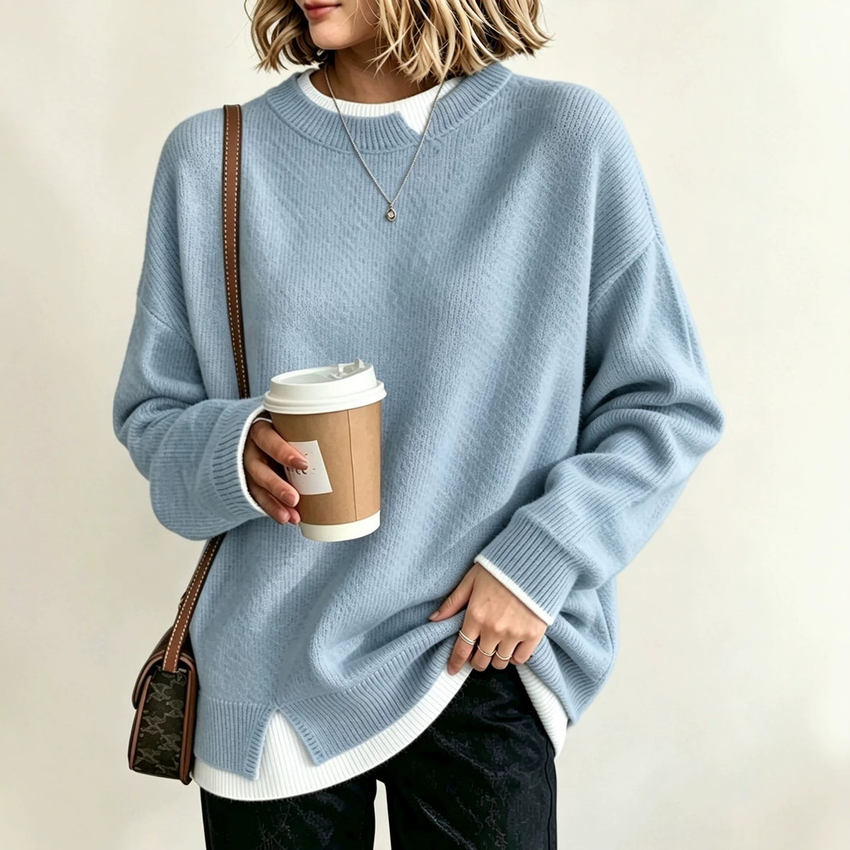 Womens Fashion Loose-fit Knitted Pullover Top