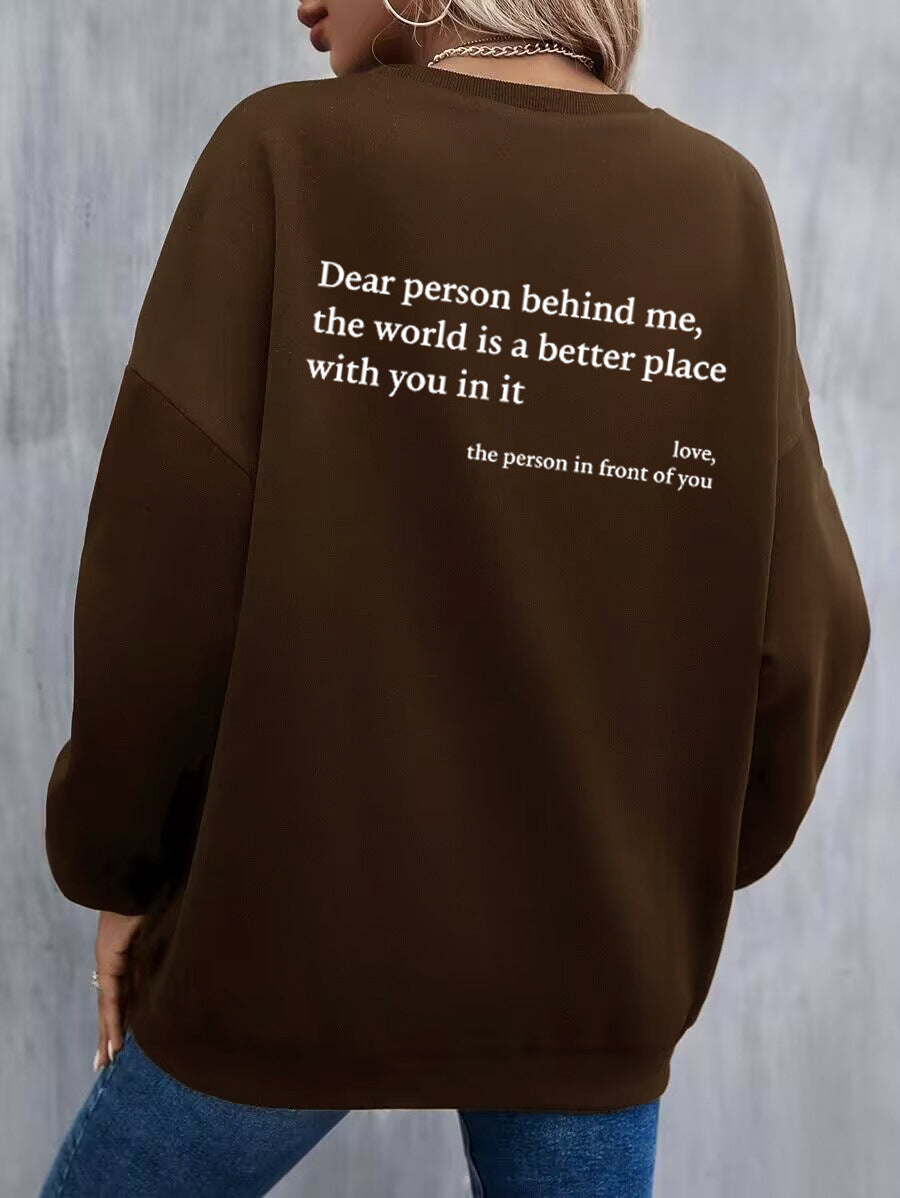 Women's Cozy Fleece-Lined Slogan Crewneck Sweatshirt