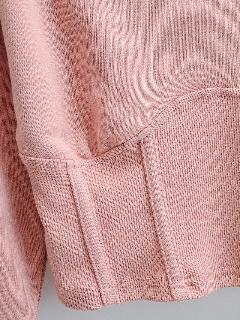 European And American Slim Fitting Navel Solid Hooded Sweater