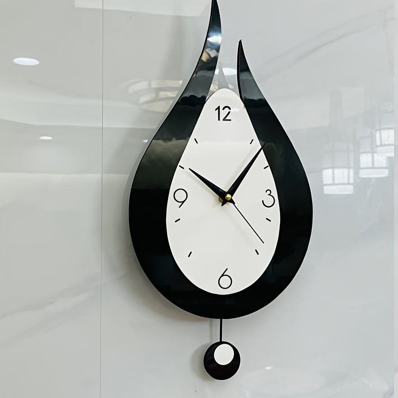 [New Nordic Wall Clock] 2025 New Nordic Modern Simple Wooden Silent Quartz Wall Clock | Living Room Water Drop Clock Bedroom Kitchen Creative Decoration Home Wall Watch Fashion Home Art High end…