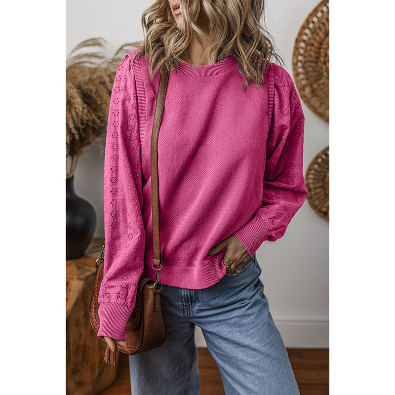 Textured Patchwork Long Sleeve Pullover