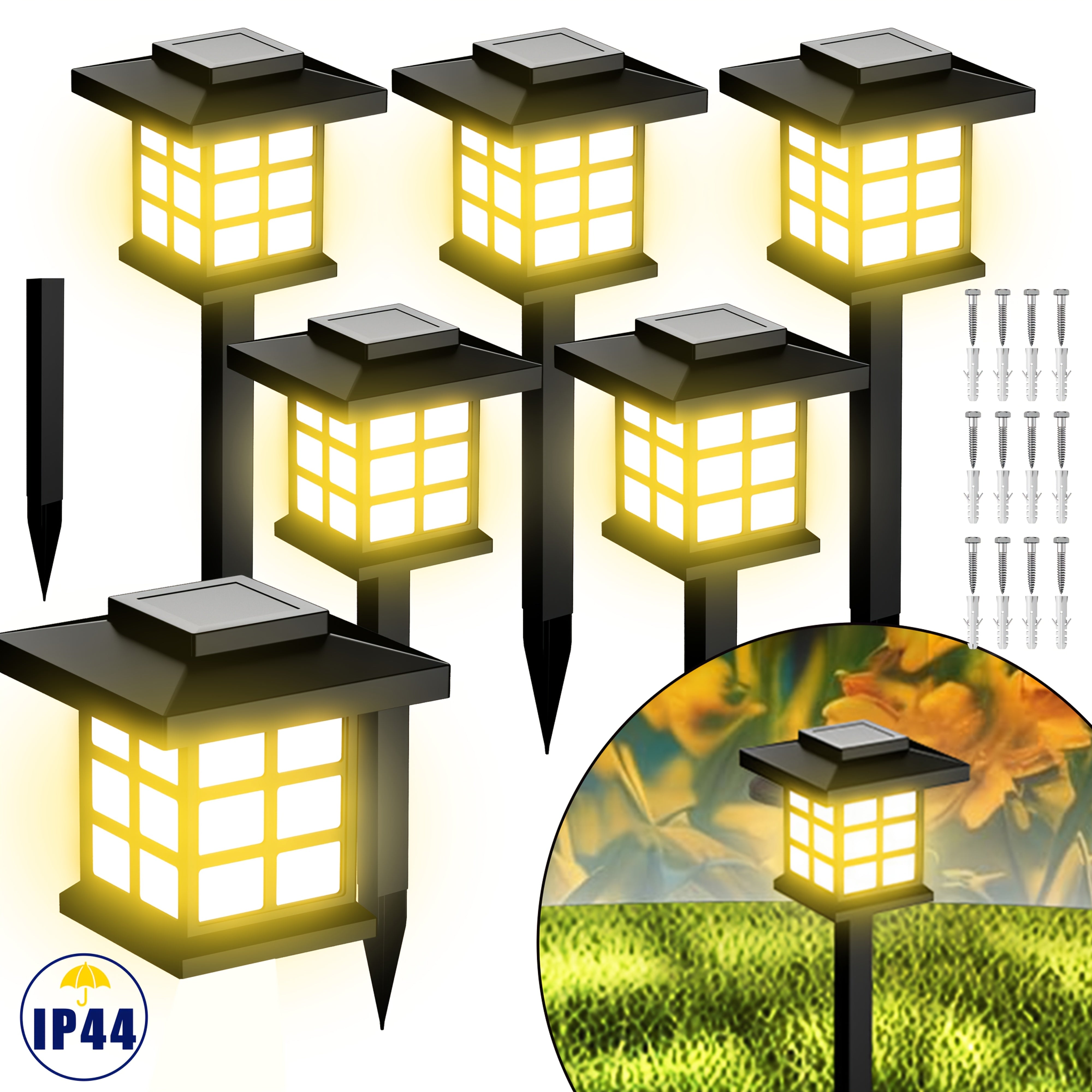 24/12/6 Solar Outdoor Lights, 600mA Solar Path Lights, 10 Hours Long-lasting LED Landscape Lighting Outdoor Solar Path Lights, Solar Garden Lights, Outdoor Waterproof Solar Path Lights, Suitable...