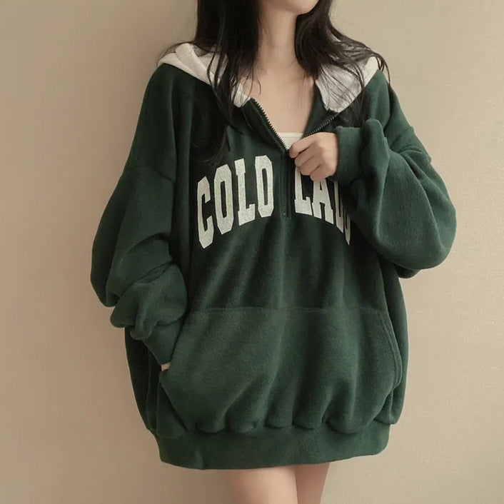 Women's Velvet Padded Thickened Winter Hoodie