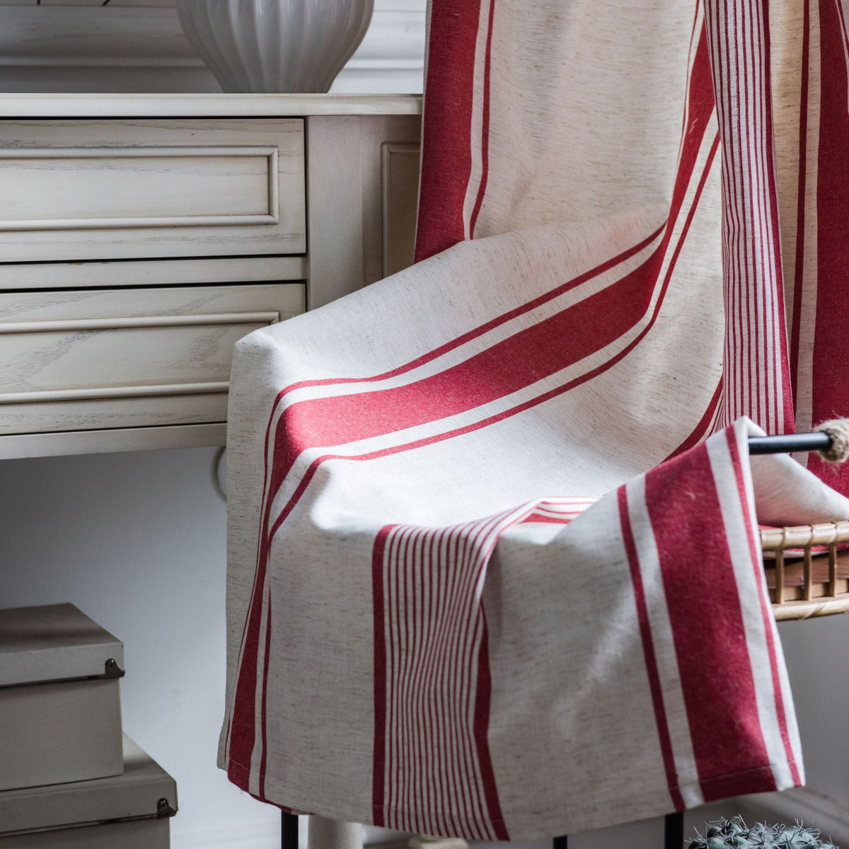 Red-striped Semi Blackout Curtain
