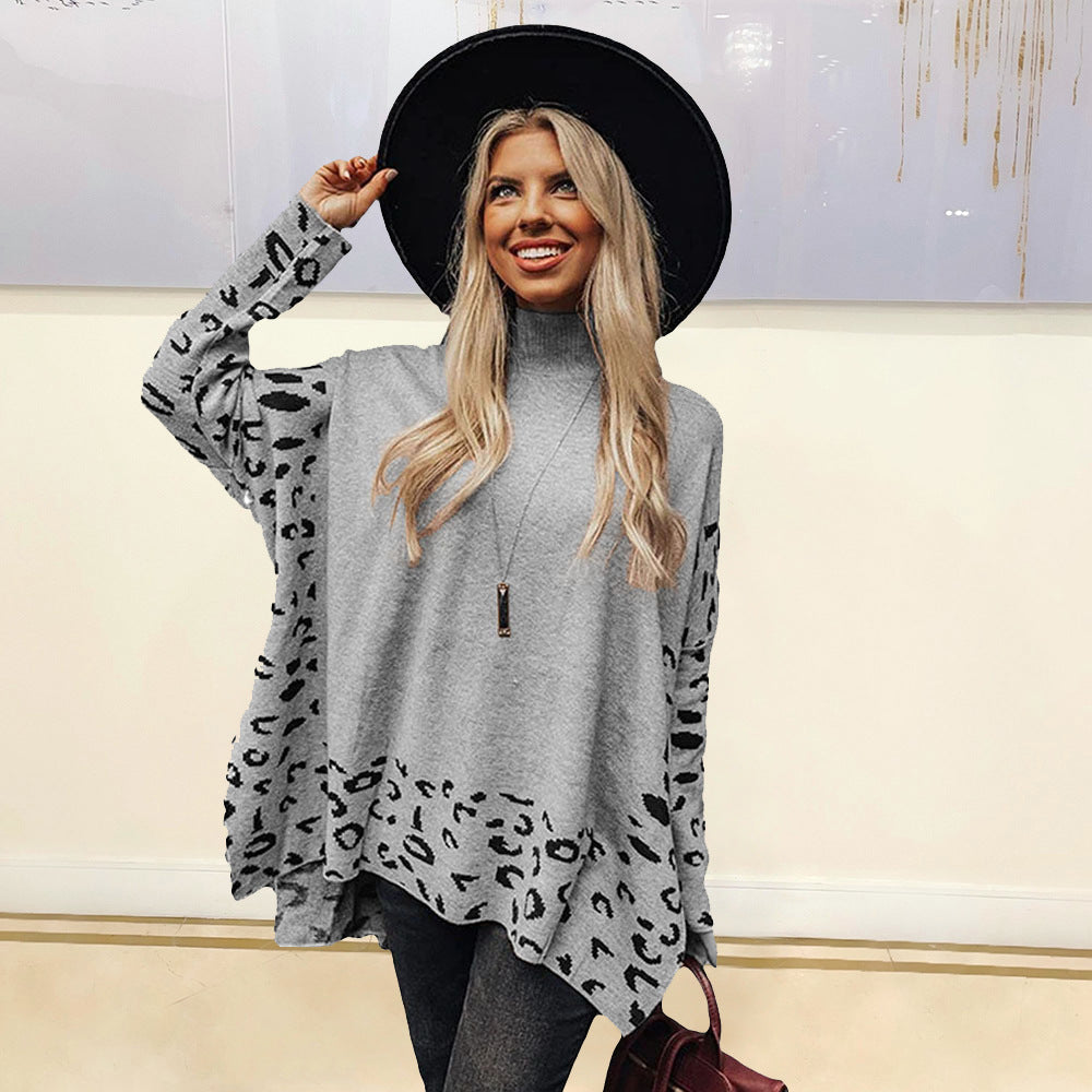 Women's Printed Long Sleeve Casual High Collar Pullover Top
