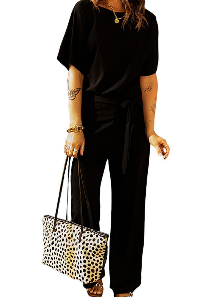 Casual Drawstring Wide-Leg Jumpsuit