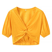 Elegant Triple-Color V‑Neck Short Sleeve Shirt – Slim Fit