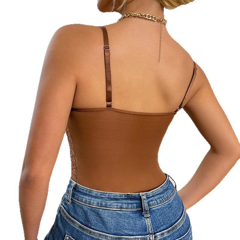 Sexy Lace Hollow-Out Suspender Jumpsuit
