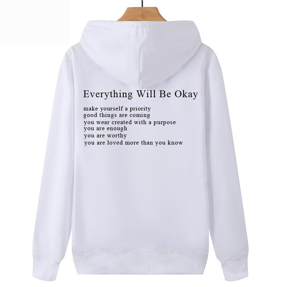 Korean Style Loose Casual 'Everything Will Be Okay' Sweatshirt