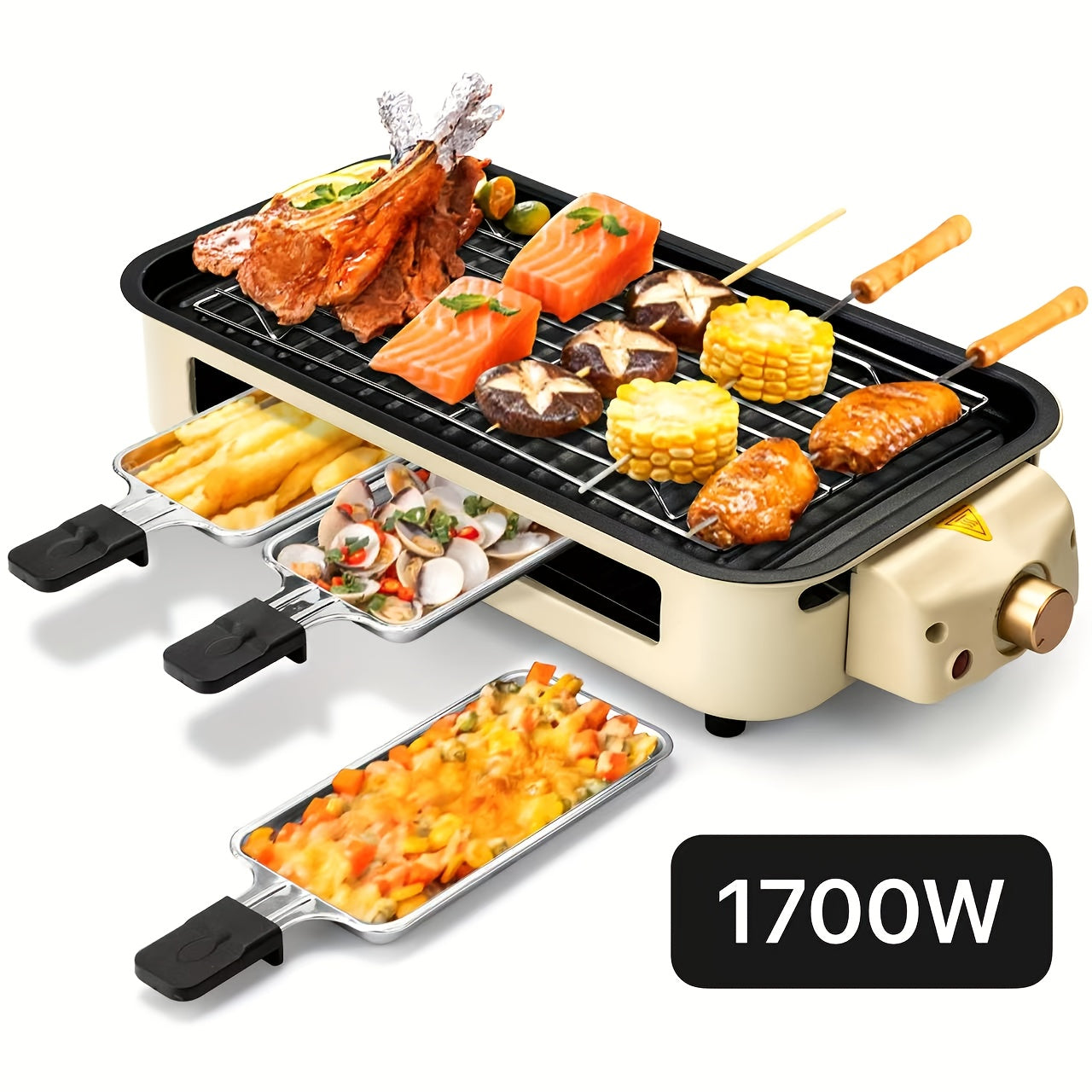 1500W Smokeless Electric Grill with Removable Non-Stick Griddle & Hot Pot