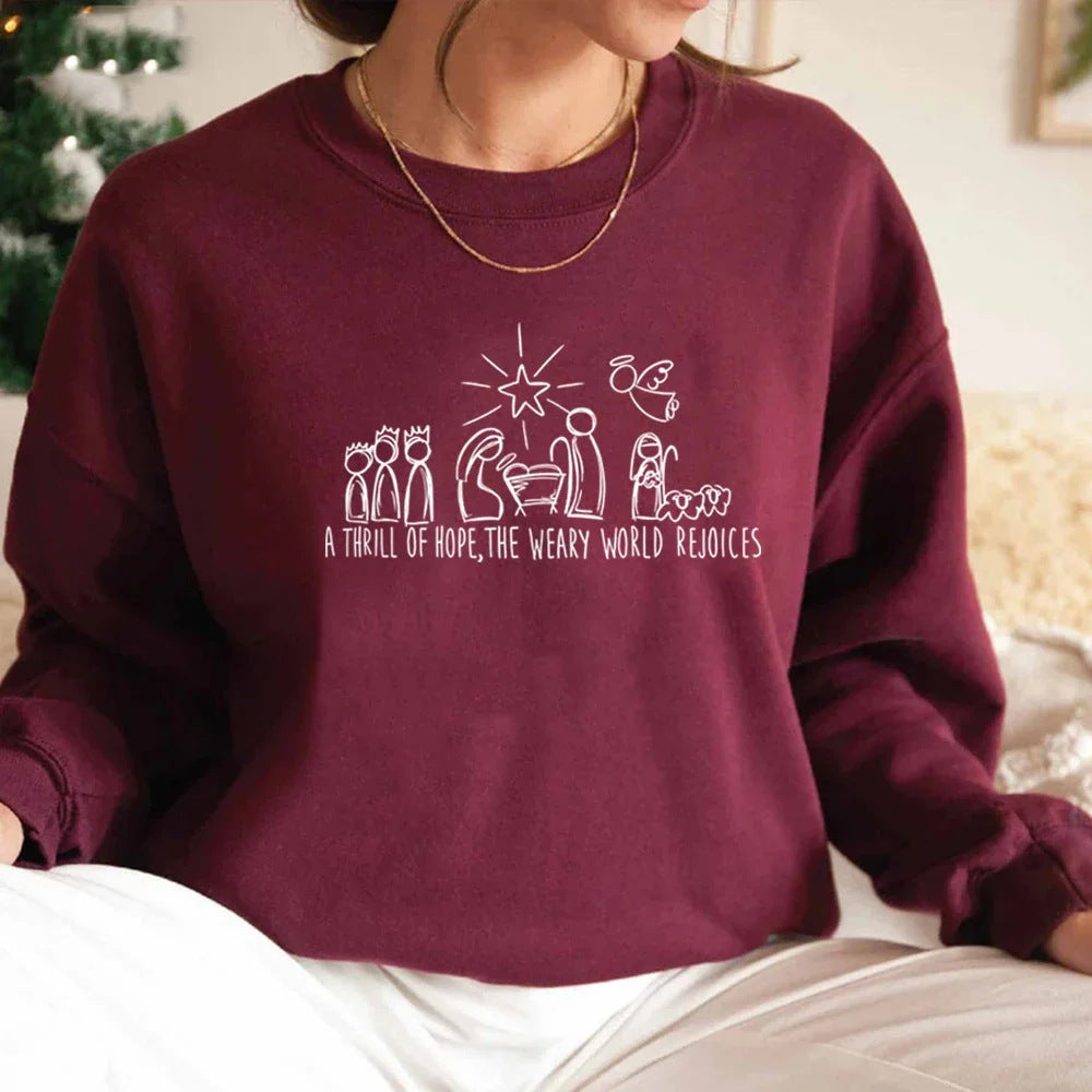 Christian Nativity Scene Christmas Sweatshirt Faith Sweater