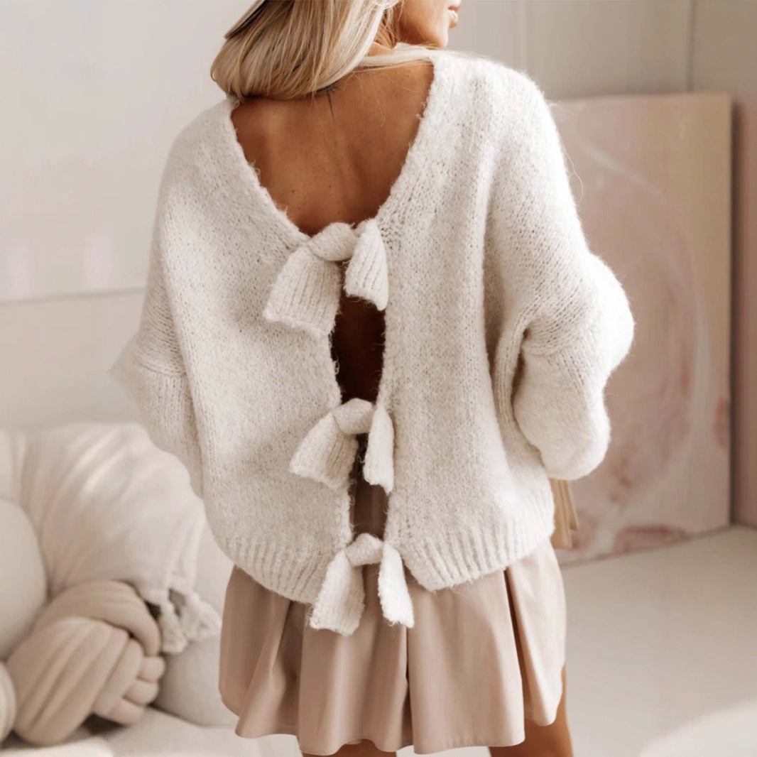 Bow Tie Women's Knitwear European and American Sweater
