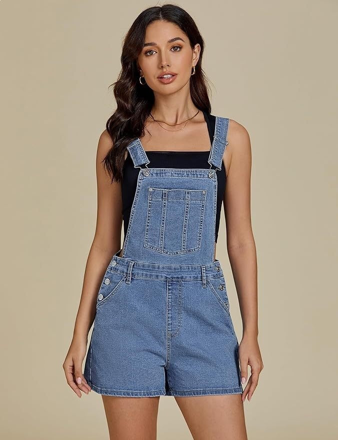 Women's Denim Suspender Shorts Chic Streetwear Romper